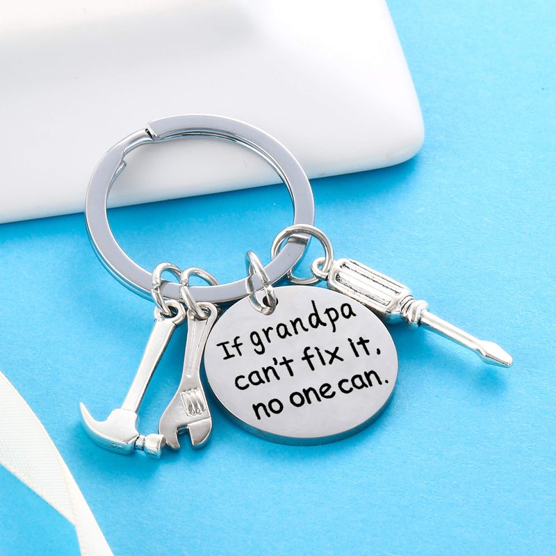 Nimteve Grandpa Keychain Granddad Gifts From Grandson Granddaughter Christmas Gift Keyring Father's Day Gift For Grandpa (If grandpa can't fix it, no one can) - Image 3